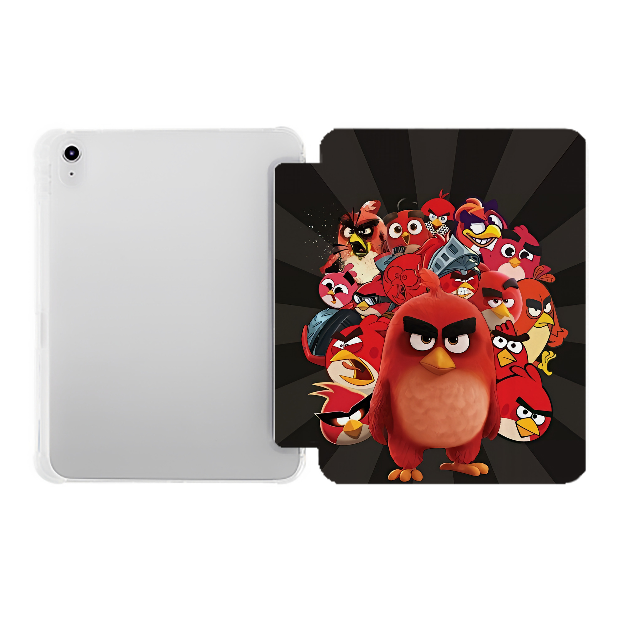 （画像用） Angry Birds アングリーバード IPad ケース ペン収納付き 三つ折りスタンド PUレザー×シリコン 対応機種9.5/10.5/10.9インチ